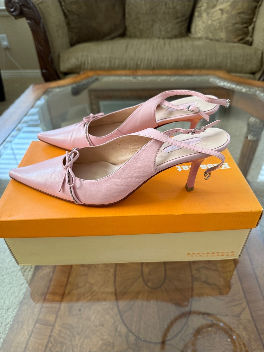 Kkss Cat 🩷 Pink Pointed Bow Slingback Heels 8.5